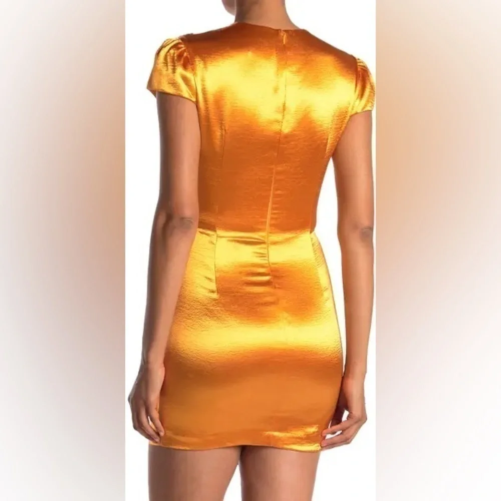 𝅺cinq a Sept Natalia Short Sleeve Satin Mini Dress in Citrine Orange | Size 0